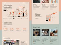 an image of a website design for hair salons and beauty products in orange, pink and blue colors