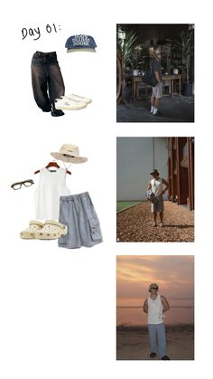 an image of men's clothing and shoes on display in multiple pictures with the words, day 6