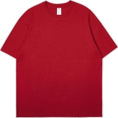 Red Crew Neck Shirt With Relaxed Fit, Red Relaxed Fit Shirt With Crew Neck, Casual Red Solid Color Tops, Basic Red T-shirt For Summer, Red Solid Color Cotton Tops, Oversized Red Top, Basic Red Summer T-shirt, Red Crew Neck Plain Shirt, Red Short Sleeve Solid Color Shirt