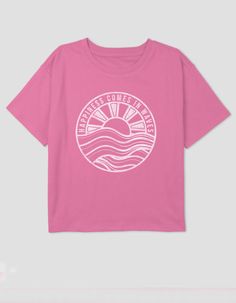 Ride The Waves And Find Your Bliss In The Happiness Waves Girls Crop Tee! 60% Cotton 40% Polyester. Prewashed For Minimal Shrinkage. Machine Washable. Printed In The U.s.a. This Item Is Made To Order And May Take A Few Extra Days To Process. All Other Products In Your Order Will Be Shipped Separately. Tillys Outfits, Cutesy Clothes, Preppy Shirts, Preppy Tops, Graphic Shirt Design, Preppy Shirt, Trending Graphic Tees, Summer Tees