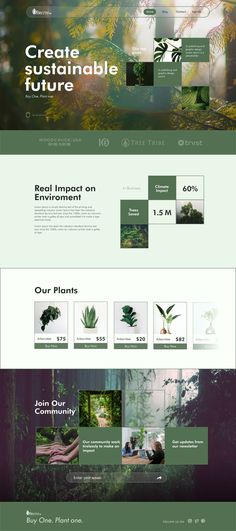 the website design for an eco - friendly company is shown in green and purple tones