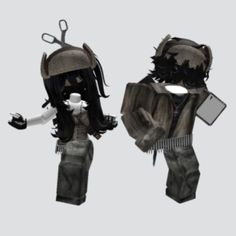 an animated image of two people dressed in clothes and hats with scissors on their heads