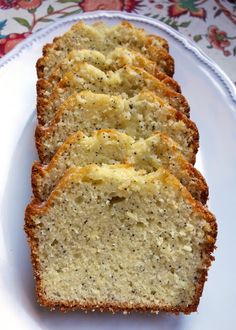 slices of lemon poppy seed bread on a plate