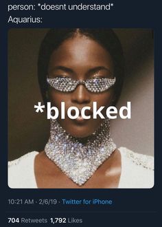 a woman wearing glasses with the words blocked on her face