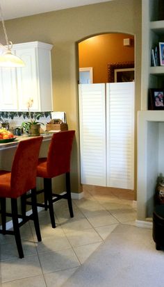 the kitchen is clean and ready to be used as a dining room or living room