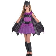 Girls Purple Batgirl Costume - Batman - Size - S Batgirl Halloween, Batgirl Halloween Costume, Batman Dress, Batman Girl, Superhero Dress, Batman Costumes, Dc Comic Costumes, Batgirl Costume, Costume For Girls