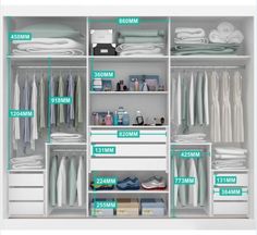 an organized closet with labels on it