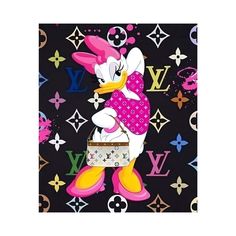 a cartoon character holding a louis vuitton purse