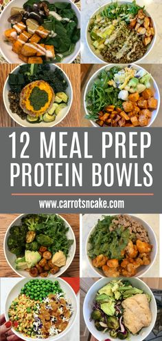 the 12 meal prep bowls are full of protein and veggies