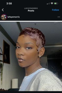 Black And Blonde Pixie Haircut, Slicked Pixie Cut, How To Style My Pixie Haircut, Pixie Cut Outfits Black Women, Relaxed Short Hair, Mushroom Cut Black Women, Short Pixie Cut Black Women, Relaxed Hairstyles, Finger Waves Short Hair