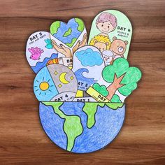 a drawing of the earth with children's pictures on it and words written in different languages