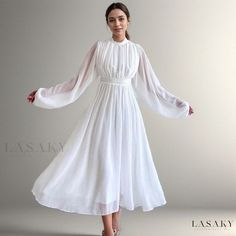 Lasaky - Luxurious Long-Sleeve Maxi Dress with Dramatic Silhouette Luxury Oversized Long Sleeve Maxi Dress, Celtic Dress, Sleeveless Kimono, Long Sleeve Kimono, Long Sleeve Wrap Dress, Long Evening Gowns, Faux Leather Dress, Formal Dresses For Women, Long Sleeve Maxi