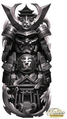 an artistic drawing of a japanese warrior armor