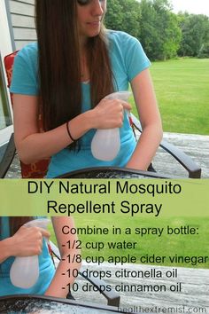 Make Your Own Natural Mosquito Repellent Spray. Combine these ingredients in a spray bottle an spray on your skin to naturally repel mosquitoes Home Made Mosquito Repellent, Homemade Bug Repellent, Mosquito Repellent Spray, Diy Mosquito Repellent, Natural Mosquito Repellent, Bug Spray Recipe, Mosquito Spray, Natural Bug Repellent, Natural Mosquito Repellant