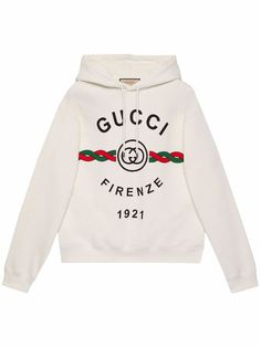 Gucci Firenze 1921 Hoodie - Farfetch Guccio Gucci, Detachable Hood, White Sweatshirt, Italian Fashion, Hoodie Print