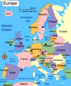 a map of europe with all the major cities