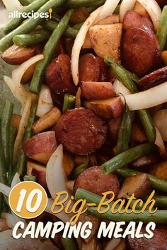 some green beans and potatoes are mixed together