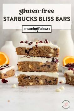 gluten free starbuck's bliss bars stacked on top of each other