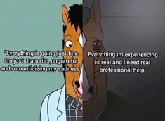 a cartoon horse with a caption that says everything is going just fine