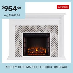 an advertisement for a fireplace with the price tag $ 59 00 and it is on sale