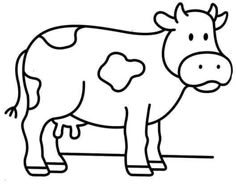 a black and white drawing of a cow