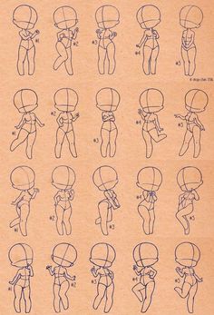 an image of different types of human head and body shapes in various poses, from the front to the back