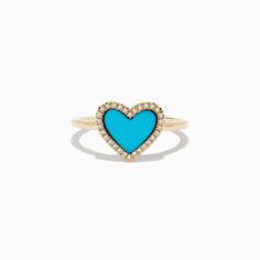 Effy Turquesa 14K Yellow Gold Turquoise and Diamond Heart Ring Diamond Heart Ring, Effy Jewelry, Diamond Heart, Gold Yellow, Heart Ring, Yellow Gold, Turquoise, Ring, Yellow