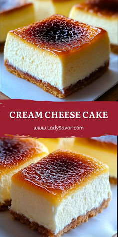 several different types of cheesecakes sitting on top of each other