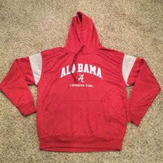 New Alabama Crimson Tide Hoodie Men’s Large Sweatshirt Red Nwot Excellent New Condition Without Tags Attached. No Defects. Comes From A Pet Free And Smoke Free Environment. Size: Large Bust: 48" Around Waist: 48" Around Shoulders: 24" Around Sleeves: 24" Inseam: 16" Length: 27" Materials: 100% Polyester Made In Pakistan Red Casual Outerwear For Game Day, Red Letter Print Hoodie, Red Game Day Fan Apparel Hoodie, Red Fan Apparel Hoodie, Collegiate Red Hoodie For Fan Gear, Collegiate Red Hooded Outerwear, Red Collegiate Hoodie For Fan Gear, Red Team Spirit Hoodie For Fall, Red Hooded Top For Fan Gear