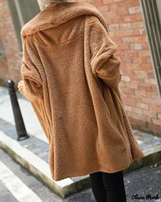 Olivia Mark - Long Sleeve Open Front Teddy Coat Brown Plain Outerwear For Winter, Brown Plain Winter Outerwear, Winter Brown Plain Outerwear, Casual Plain Winter Outerwear, Loose Coats, Teddy Jacket, Teddy Coat, Casual Cardigans, Long Sleeves Jacket