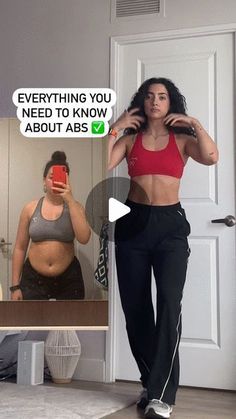 a woman taking a selfie in front of a mirror with the caption'everything you need to know about abs '