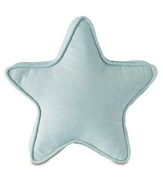 a light blue star pillow on a white background