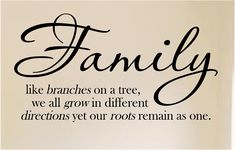 family like branches on a tree, we all grow in different directions yet our roots remain as one