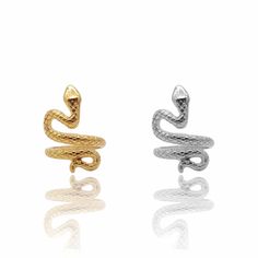 Statement Snake Ring Silver Snake Ring In 14k Gold As Gift, Silver 14k Gold Snake Ring Gift, Gold Snake-shaped 14k Ring, 14k Gold Snake Shaped Ring, Nickel-free Gold Snake Jewelry, Wrap Around Ring, Snake Rings, Serpent Snake, Snake Ring Silver