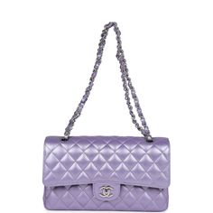 This Medium Classic Double Flap bag is in purple metallic lambskin leather with silver tone hardware and features a front flap with signature CC turnlock closure, half moon back pocket, and adjustable interwoven silver tone chain link and purple leather shoulder strapDelivery 5-8 or 10-15 working days Please note that during high season and Sale period, delivery times may be affected We accept payment with a Credit card, Debit card, or PayPal.Note: Our Items are totally New High quality Brand Inspired Refurbished. Please make sure you are well aware of it before buying any of the Item. T&C's Apply in case of refunds.Please send us message on below chat to confirm availability. We will send the Refurbished Model in case you place an order with us. Enjoy Shopping.Always Send Us message to co Famous Clothes, Classic Chanel, Chanel Box, Purple Metallic, Purple Bag, Purple Leather, Purple Bags, Flap Bag, Handbag Backpack