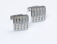 Gold Diamond Cufflinks.Estate 14K white gold cufflinks with round brilliant and baguette cut diamonds. Square front with swivel back. Signed "14K Joyces 1.95 ct". Approximate Measurements: Length 0.75", Width 0.7" Weight: 14.4 Grams. Diamond Cufflinks, Diamond Cufflink, Genuine Love, Gold Cufflinks, Baguette Cut Diamond, Baguette Cut, Cuff Links, Round Brilliant, Antique Jewelry