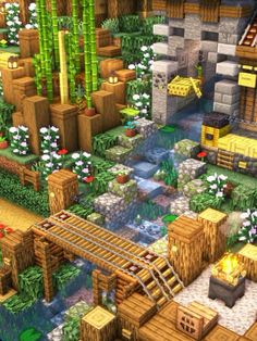 ♡- credits to the owner! Im not entirely sure who they may be -♡🌙♡- ꒰ 🌸 ꒱ not mine ☆ﾟ Minecraft Water Walkway, Minecraft Savannah Village Ideas, Minecraft Villager Marketplace, Town Center Minecraft Ideas, Minecraft Hillside House, Minecraft Farmers Market, Minecraft Port Town, Minecraft Market Stalls, Minecraft Trading Hall