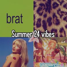 various pictures with the words bratt on them and an image of a woman in leopard print