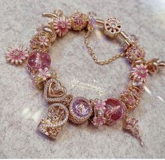 Gold And Pink Jewelry, Pandora Bracelet Aesthetic, Pink Pandora Bracelet, What Not To Wear