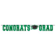 congrats grad banner in green and white