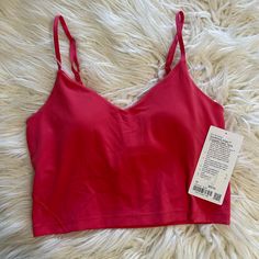 Lululemon Align Cropped Cami Tank Color: Glaze Pink Size: 10 Nwt!! Pink Bra Friendly Top For Pilates, Bra Friendly Pink Tops For Pilates, Color Glaze, Cropped Cami, Lululemon Align, Cami Tanks, Lululemon Athletica, Glaze, Size 10