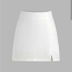 Cute Mini Skirt Never Worn Casual White Asymmetrical Mini Skirt, White Skirt With Split Design, Spring Mini Skirt With Split Design, Casual Spring Skirt With Split Design, Casual Split Design Spring Skirt, Cute Mini Skirt, Mini Pleated Skirt, 70’s Style, Y2k Skirt