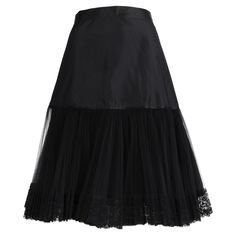 Gianfranco Ferré black skirt. Long skirt decorated with lace and tulle.