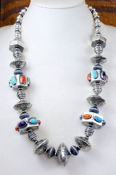 Southwestern Multi-stone Multicolor Jewelry, Southwestern Multicolor Multi-stone Necklace, Southwestern Silver Necklace With Colorful Beads, Southwestern Silver Jewelry With Spacer Beads, Silver Bohemian Beaded Necklaces With Multi-stone, Silver Bohemian Beaded Necklace With Multi-stone, Southwestern Silver Necklace With Spacer Beads, Silver Multi-stone Beaded Bohemian Necklace, Bohemian Silver Multi-stone Beaded Necklaces