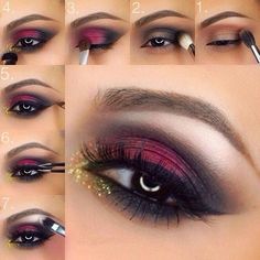 Maquillaje de ojos para noche en color rojo con negro Red Smokey Eye, Make Up Designs, Black Eye Makeup, Red Eye Makeup, Simple Everyday Makeup, Everyday Makeup Tutorials, Smokey Eye Makeup Tutorial, Smink Inspiration, Eye Makeup Steps