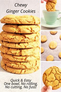 the recipe for chewy ginger cookies is shown