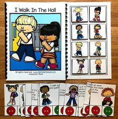 i walk in the hall activity book with pictures and instructions for students to use it