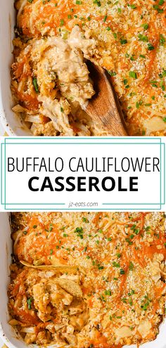 buffalo cauliflower casserole close up Buffalo Cauliflower Casserole, Califlower Casserole, Chicken Cauliflower Casserole, Cauliflower Casserole Recipes, Recipe With Chicken, Buffalo Chicken Casserole, Buffalo Chicken Recipes, Comforting Dinner, Chicken Cauliflower