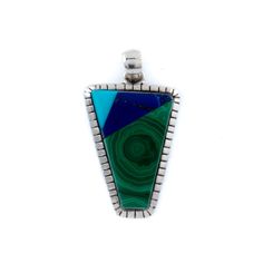 A spectacular, multi-coloured intarsia pendant by our shop. Cut and set in a Triangular shape, this piece proves that you can never have to much of a good thing. An almost lost art within that's always appreciated and admired through the ages. A true mosaic of high grade stones at it's best.  Made by Kingdom Jewelry using Malachite, Lapis, Sleeping Beauty Turquoise and Sterling Silver. Dimensions- Width: 5/8 of an inch Height: 1 and 1/4 inches Code: UDX4XX (TEE) Lost Art, Sleeping Beauty Turquoise, Types Of Stones, Signet Ring, High Grade, Turquoise Ring, Sale Items, Sleeping Beauty, Jewelry Necklace Pendant