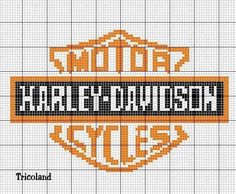 an orange and black cross stitch pattern with the words harley - davidson on it's side